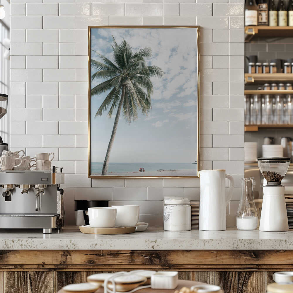 Palm tree at the beach 2 Poster