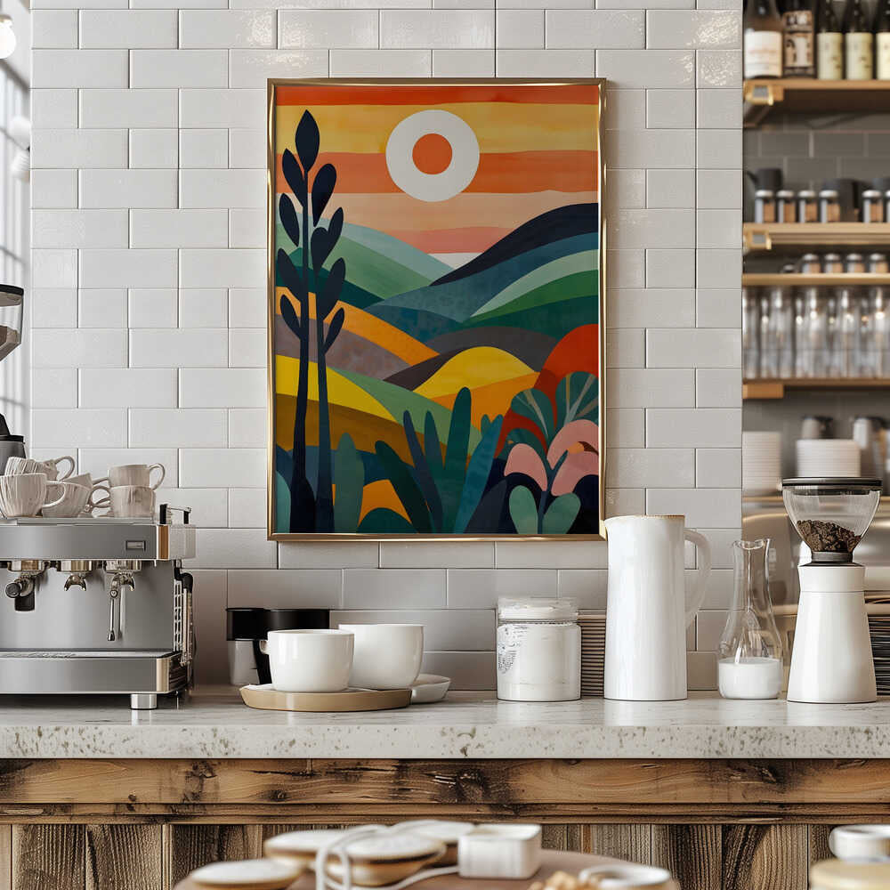 Sunrise Over Rolling Hills Poster