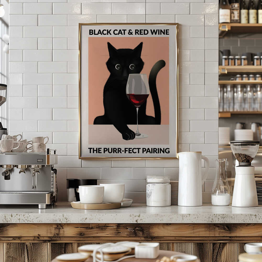 A4 Cat & Wine Purr Fect 01.png Poster