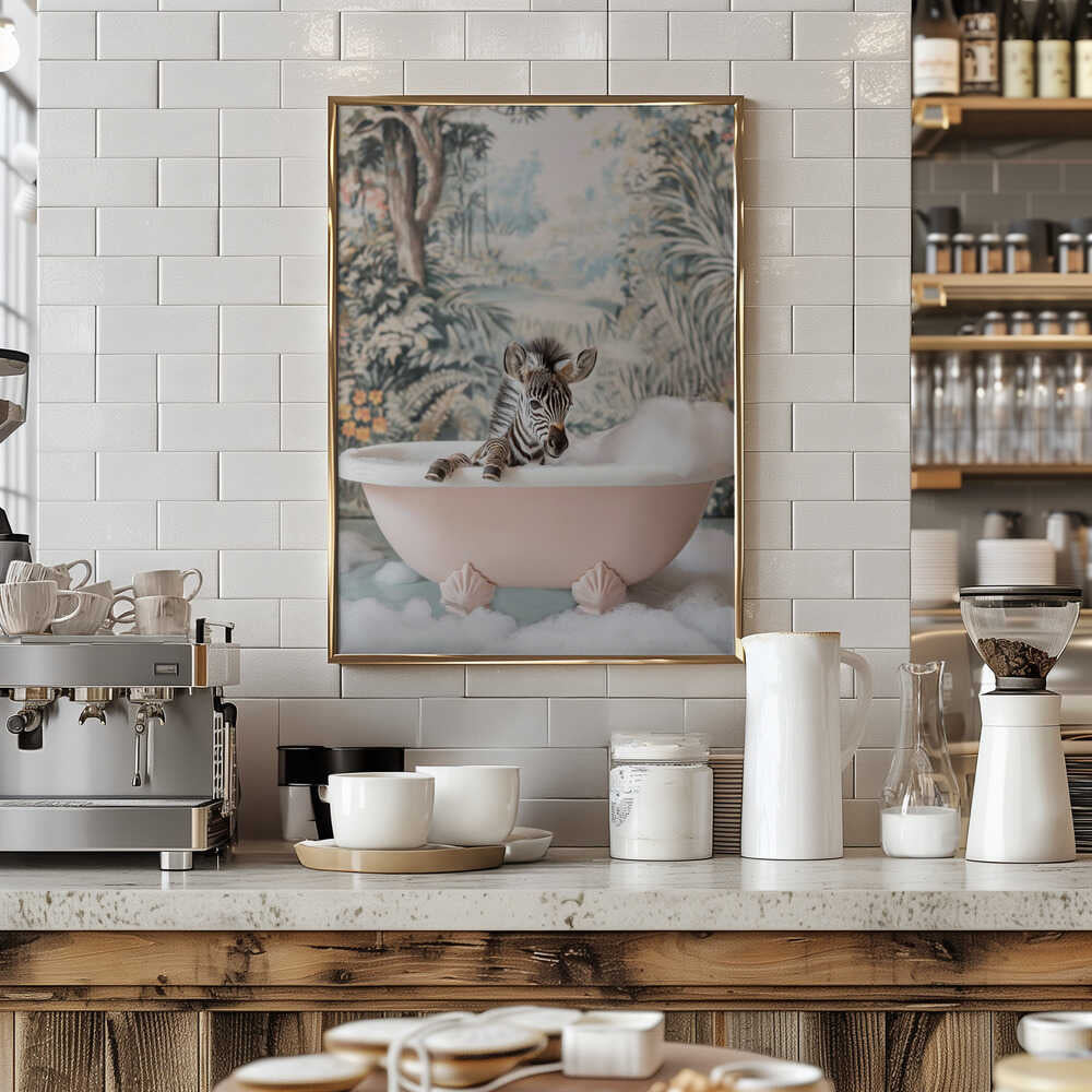 Zebra’s Bath Time Poster