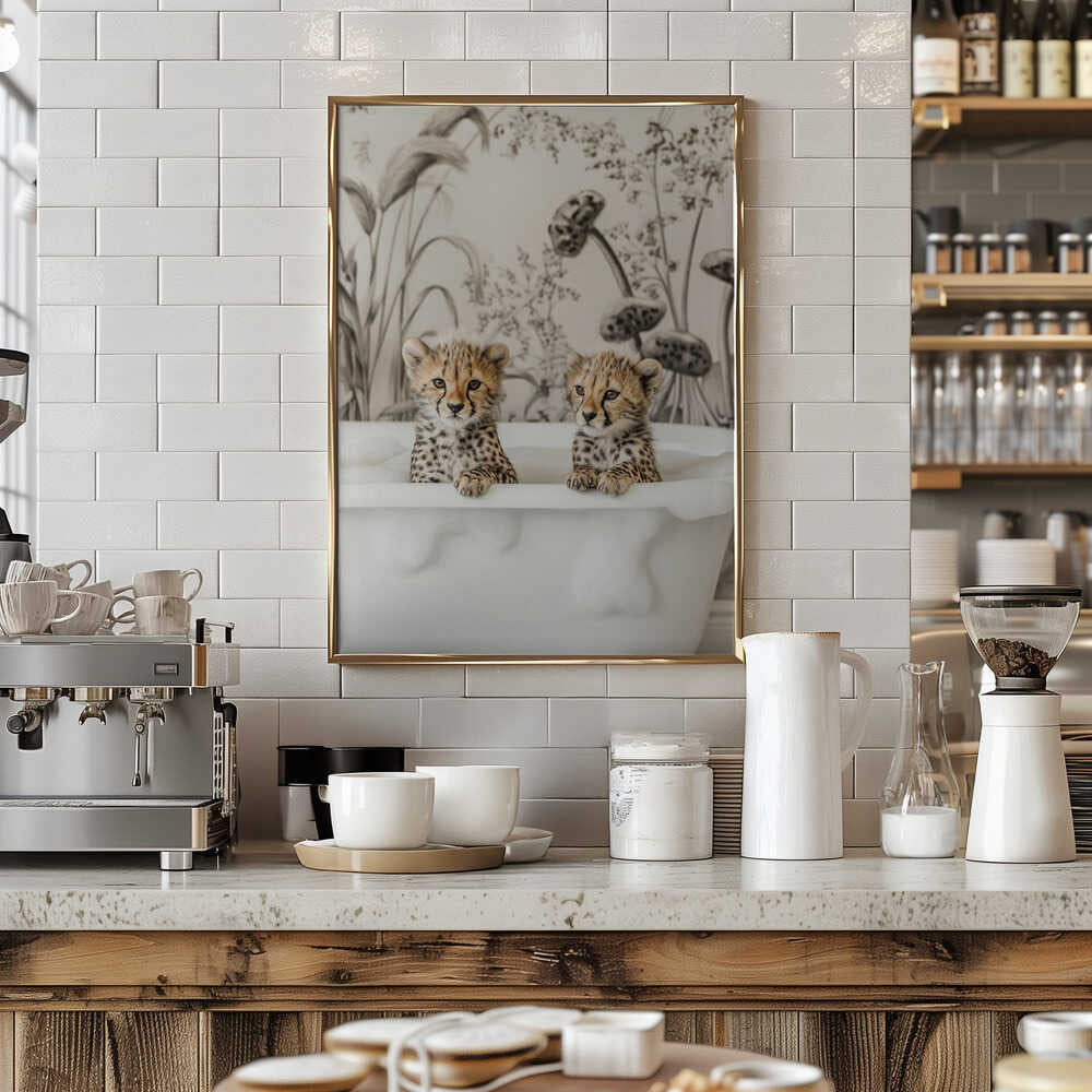 Cheetah Cub Bath Poster