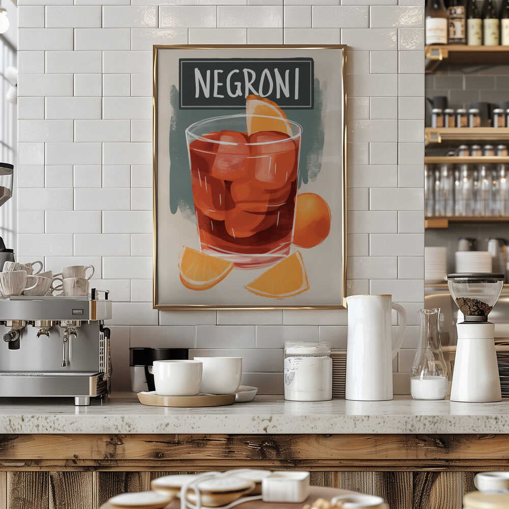 Vibrant Negroni Cocktail Poster