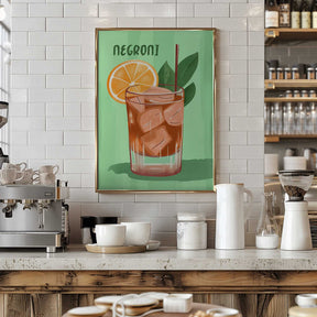 Negroni Cocktail With A V ibrant Orange Slice Poster