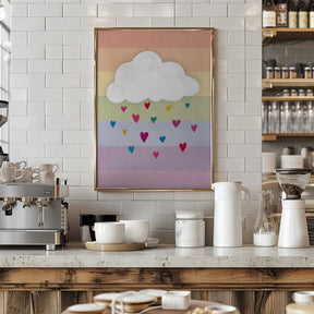 Raining Multicolored Hearts Poster