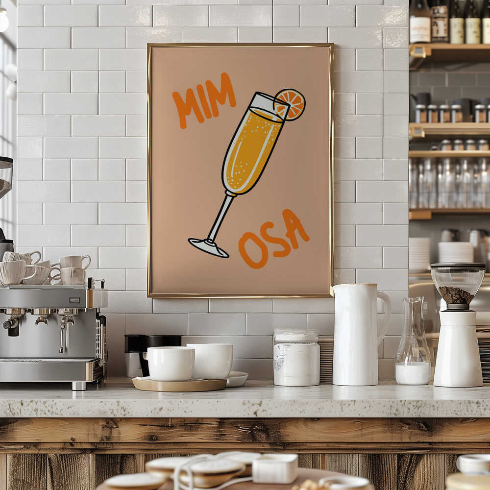 Illustration Of A Mimosa Cocktail Poster