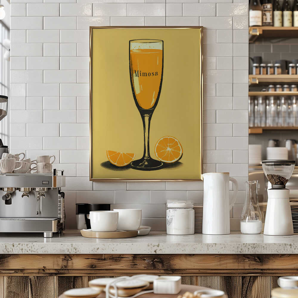 Illustration Of A Mimosa Cocktail Poster