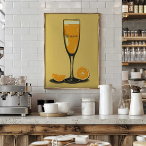 Illustration Of A Mimosa Cocktail Poster