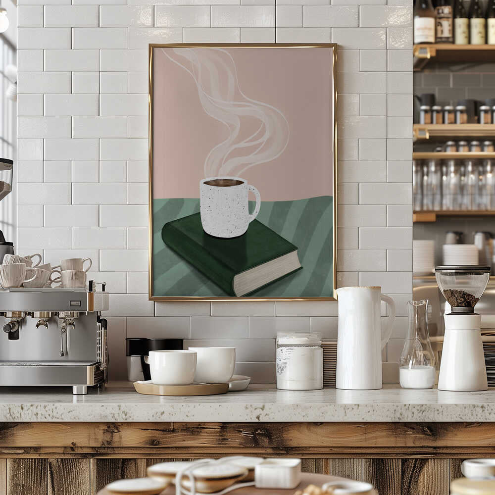 Coffee Cup on a Closed Book Poster