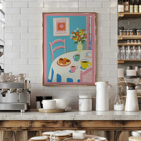 A2 Coffee and Flowers On Table 01.png Poster
