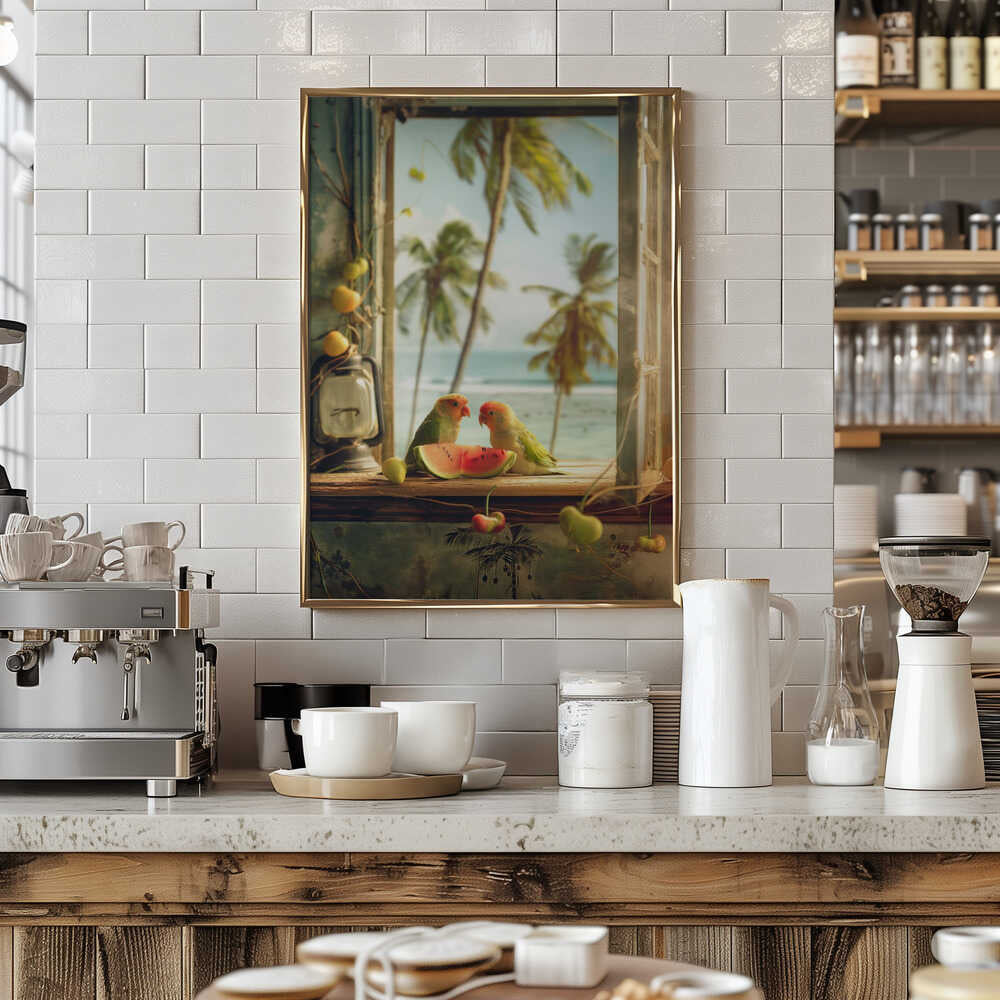 Tropical Lovebirds Poster