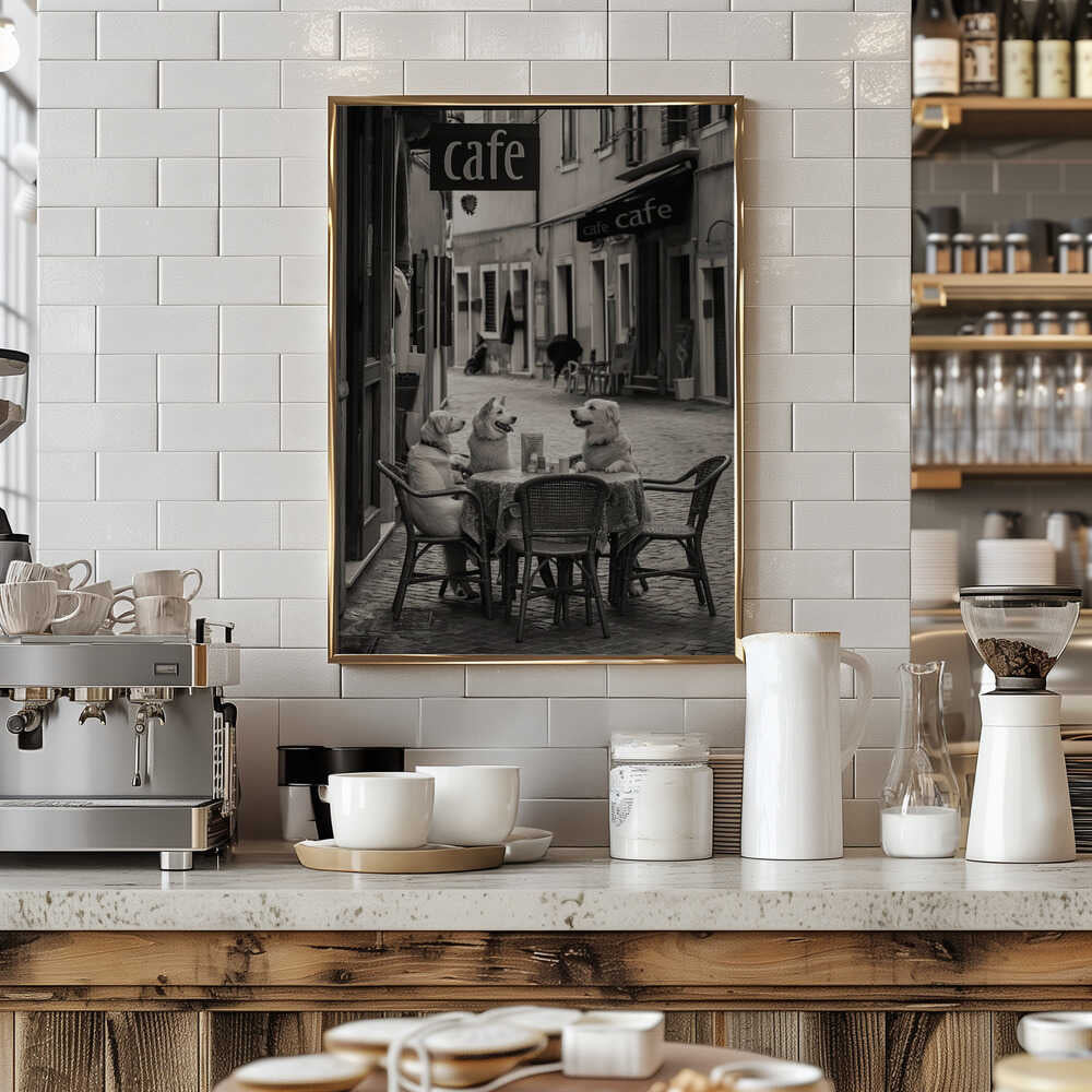 Café Morning Dogs Poster