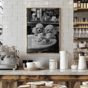 Poodles At the Café Poster