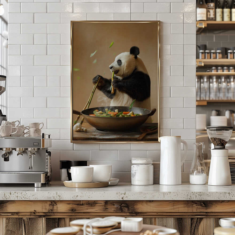 Panda Stir Fry Chef Poster