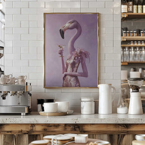 Flamingo In Cocktail Dress Poster