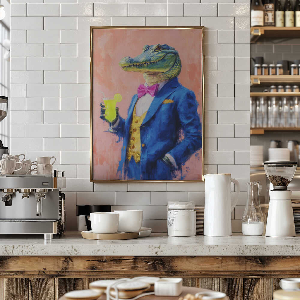 Crocodile In a Blue Suit Poster