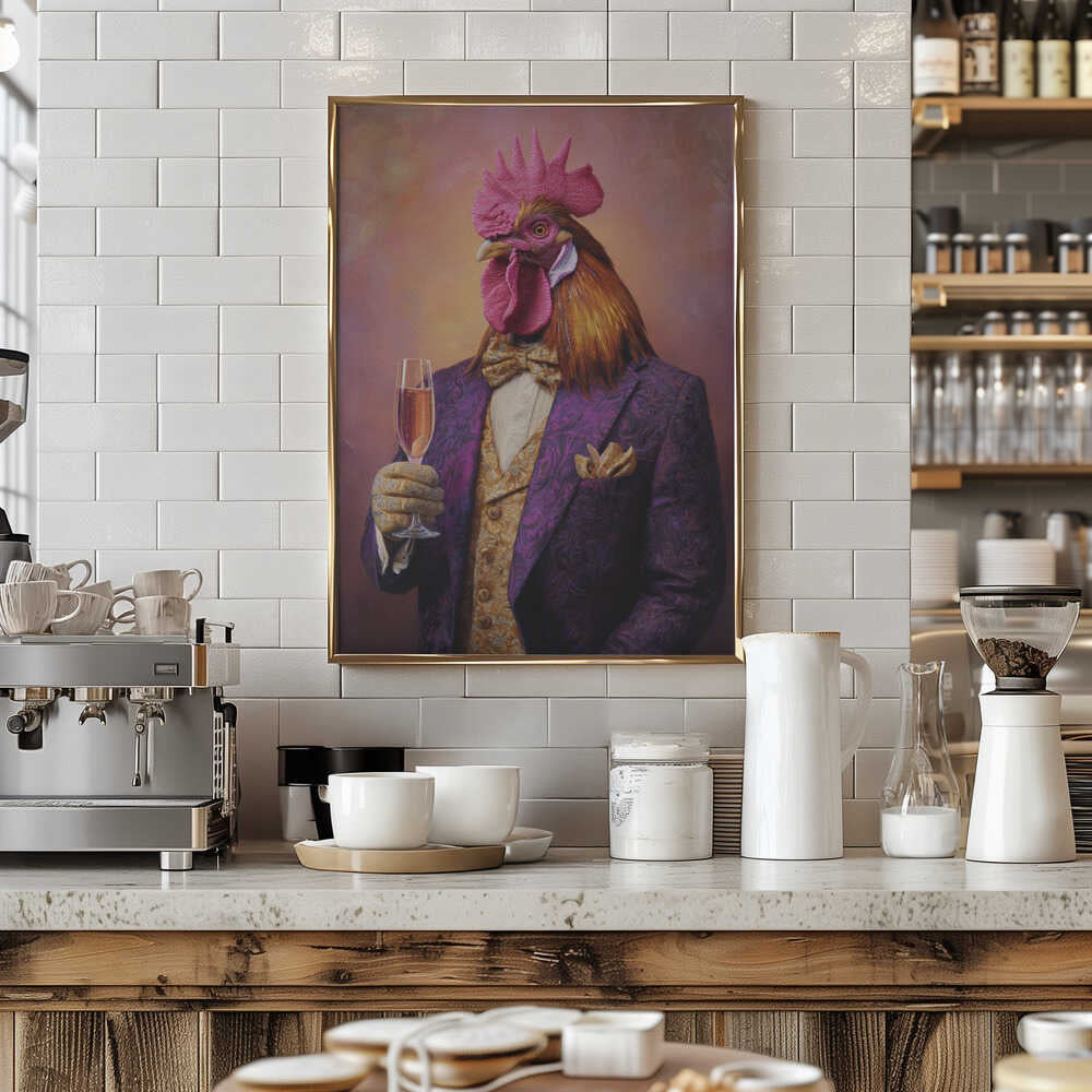 Rooster In a Purple Tuxedo Poster