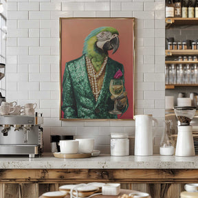 Parrot In Emerald Green Blazer Poster