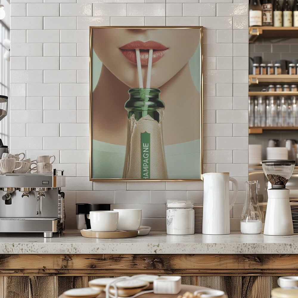 Champagne and Straws Poster