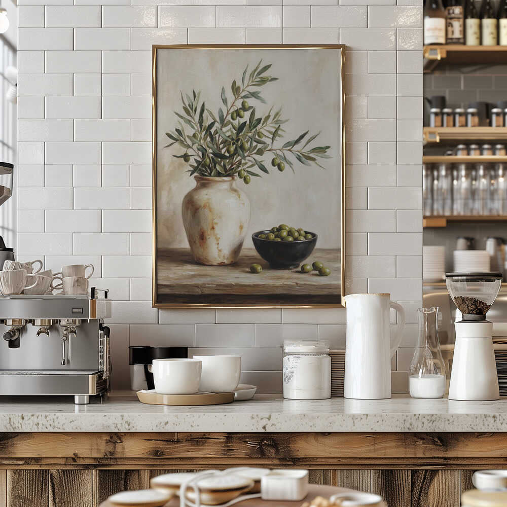 A Ceramic Bowl With Olives Poster