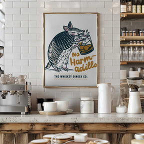 No Harmadillo Funny Armadillo Drinking Whiskey Poster