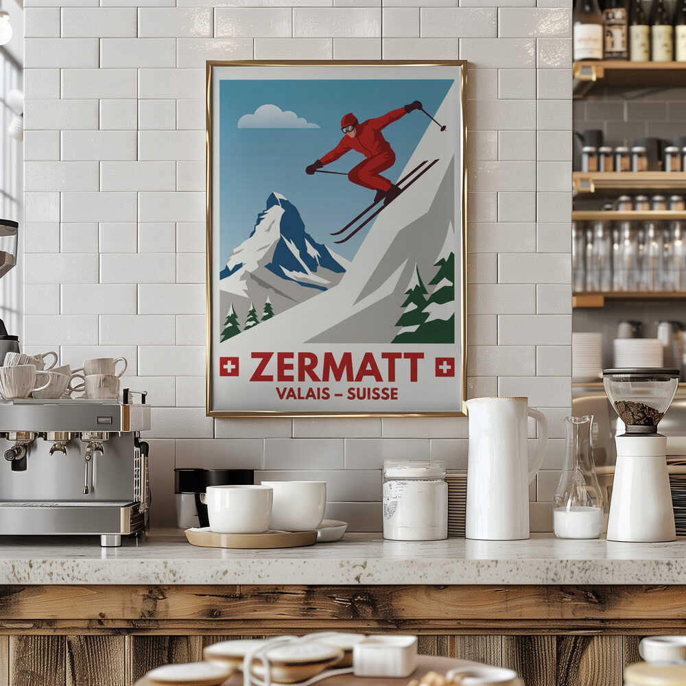 Zermatt Skiing Poster