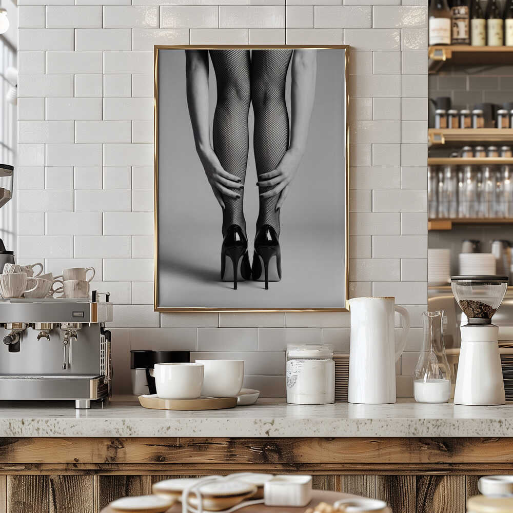 High Heels and Fishnet Stockings Poster