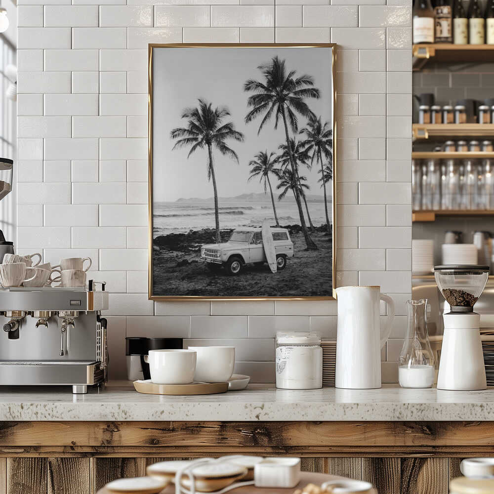 At the Beachbw Poster