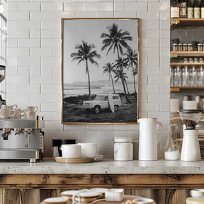 At the Beachbw Poster