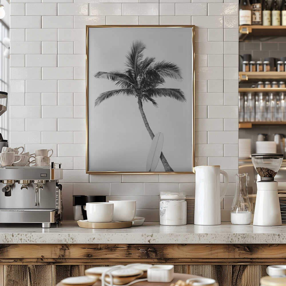Palm Surfboard Poster