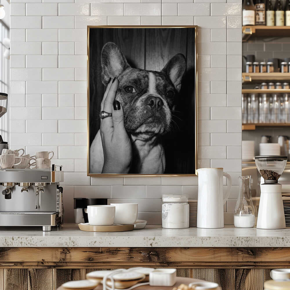Petting a Frenchie Poster