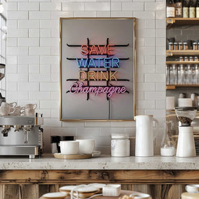Save Water Neon Sign Poster