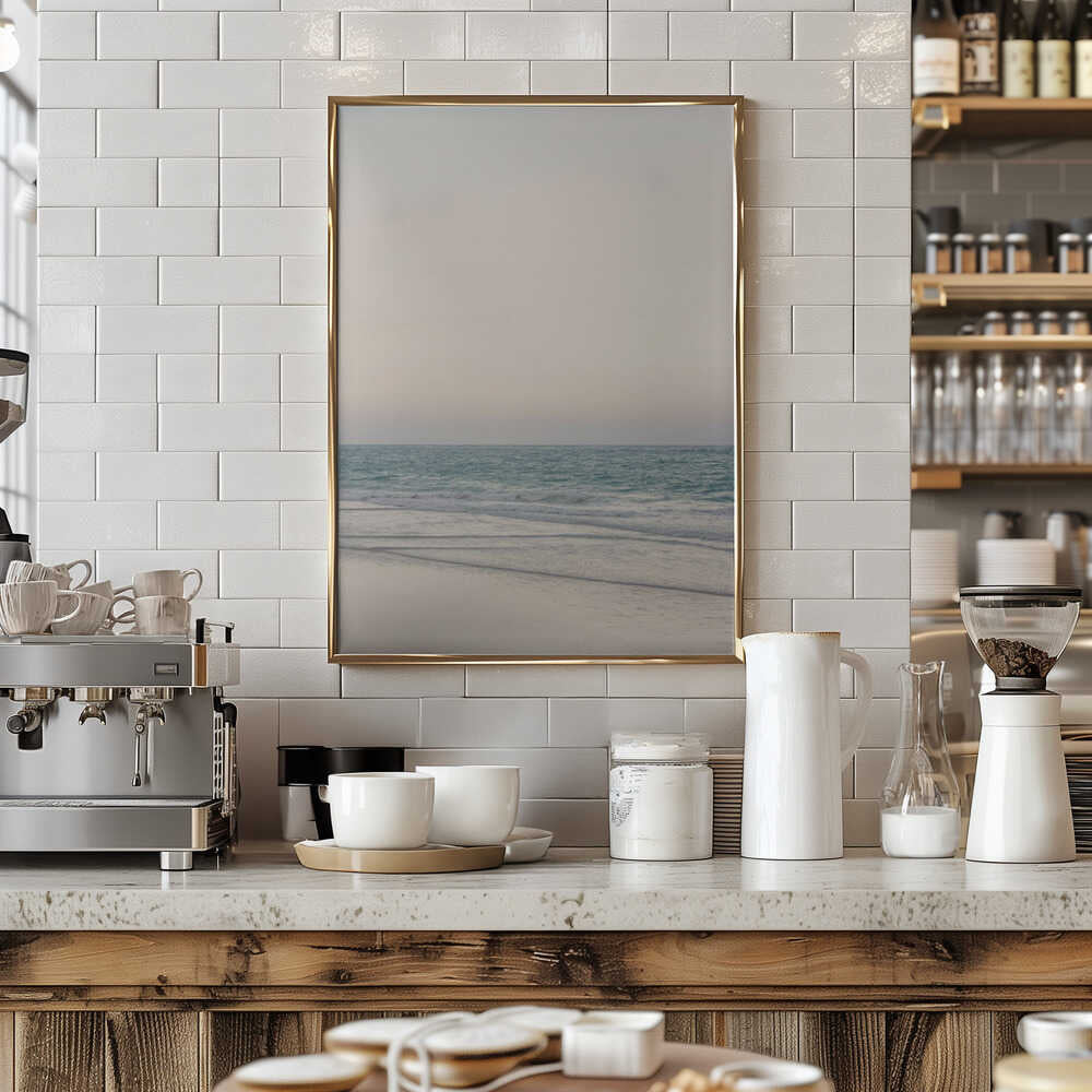 Warm Serene Beach Landscape Clear Sky Poster