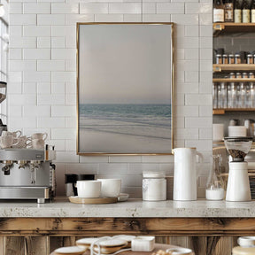 Warm Serene Beach Landscape Clear Sky Poster