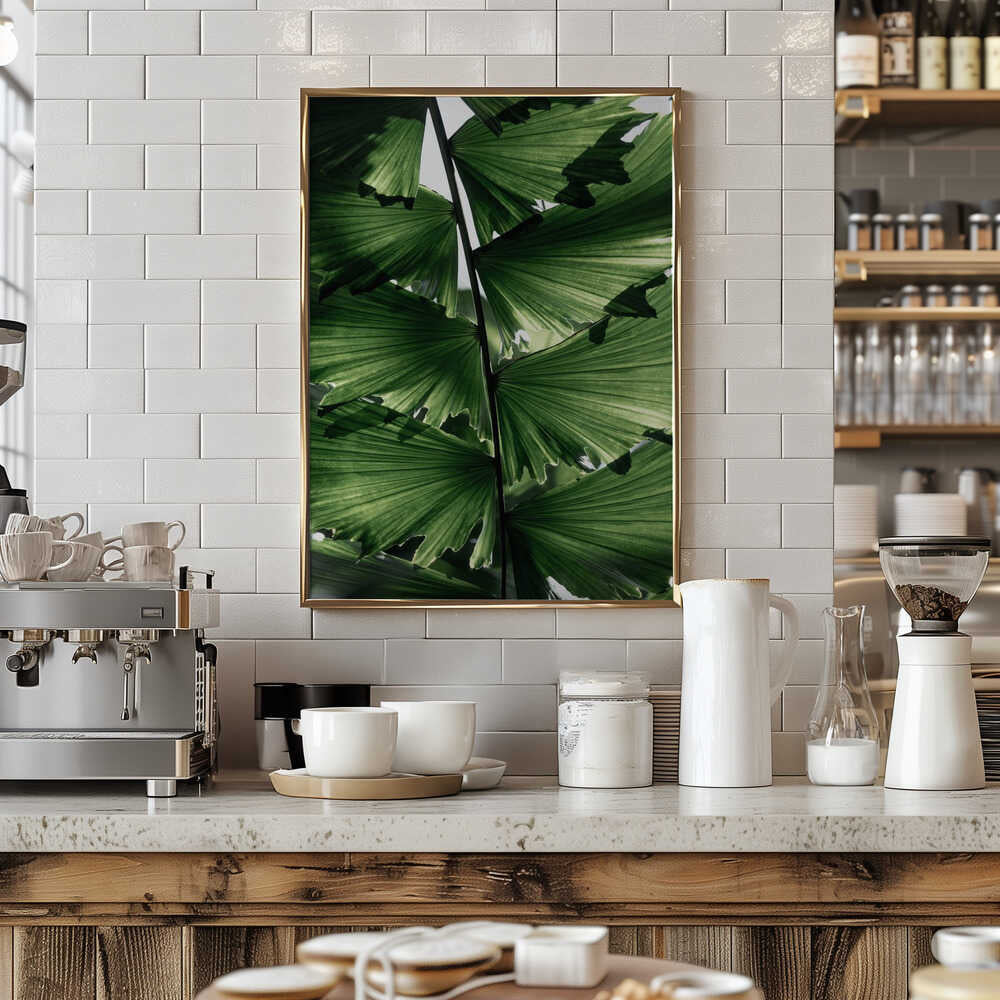 Tropical Green Palm Glow Poster