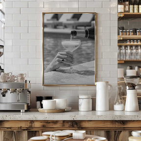 Champagne Poolside Pour Poster
