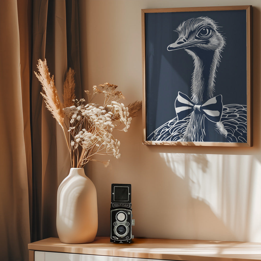 Ostrich with bow tie Poster