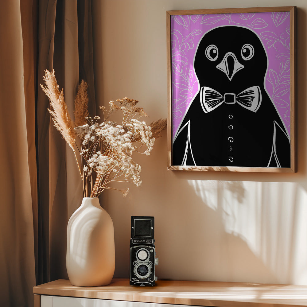 Penguin with bow tie Poster