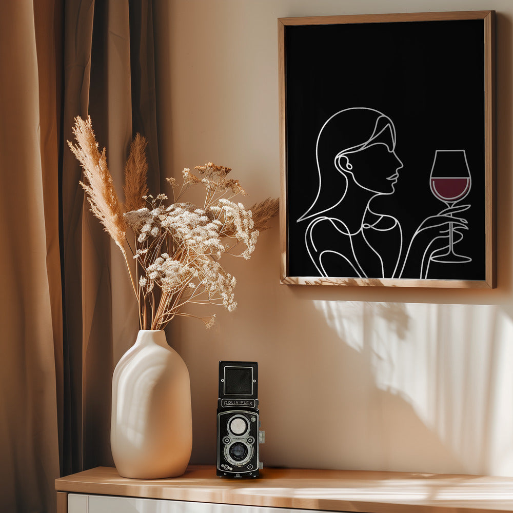 Woman and Wine On Black 2 Poster