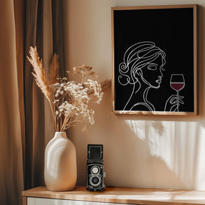 Woman and Wine On Black 3 Poster