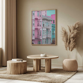 Pink and Blue Row Houses in San Francisco Poster