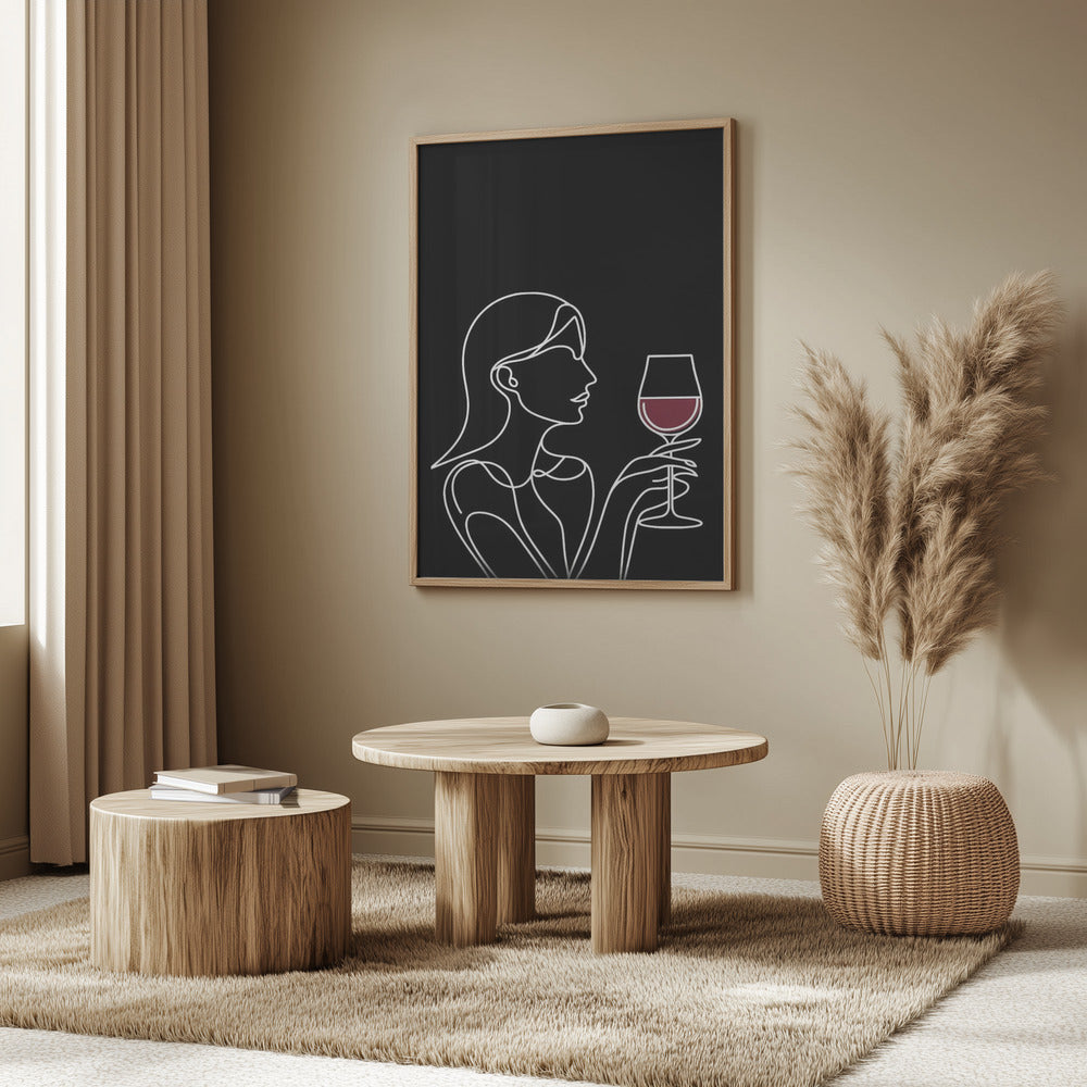 Woman and Wine On Black 2 Poster