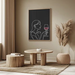 Woman and Wine On Black 2 Poster