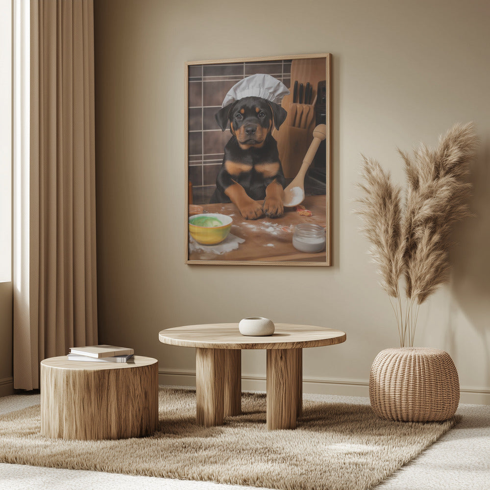 Rottweiler Puppy Chef Poster