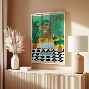 Giraffe Bathtime Poster