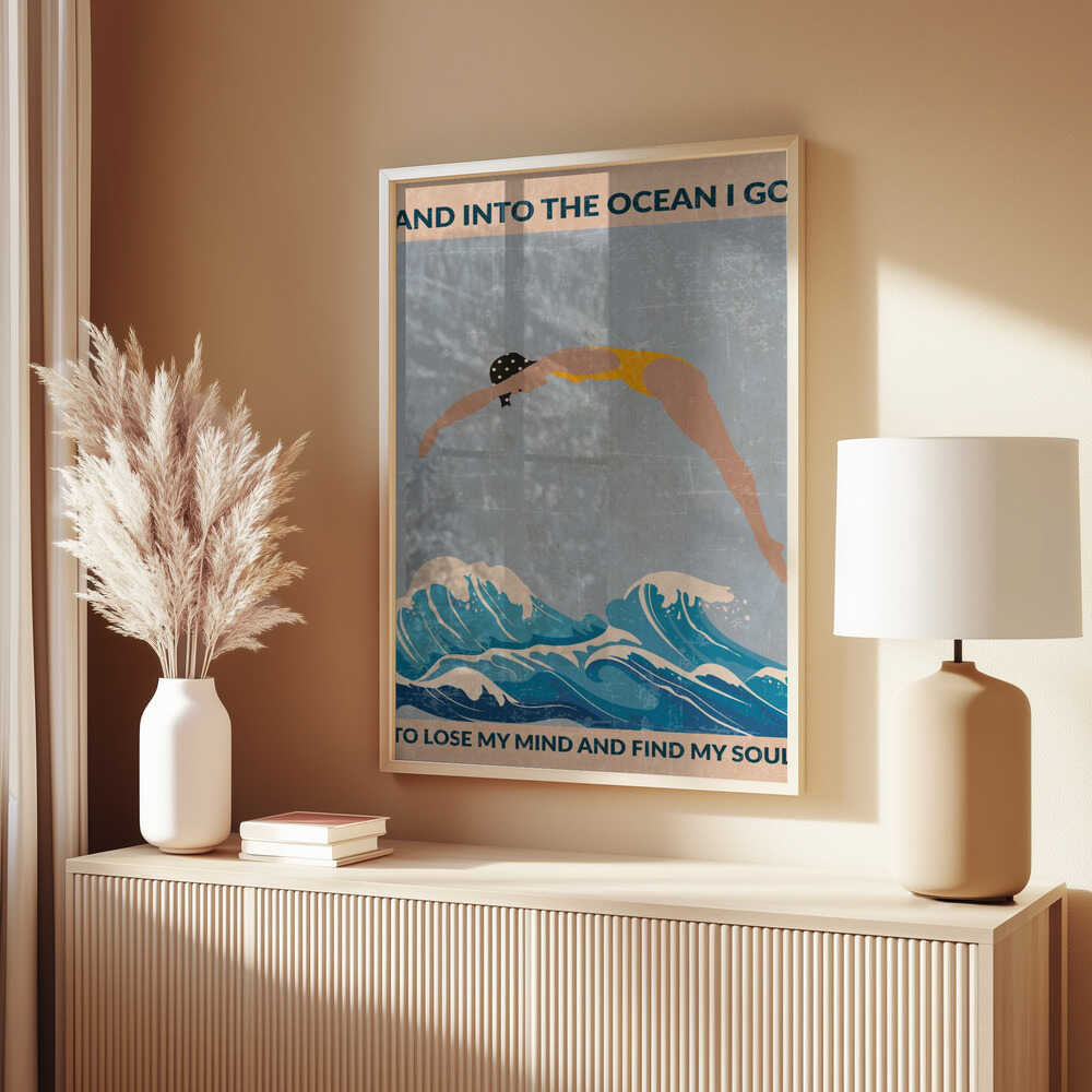 Into the Ocean (blue) Standard Wall Art Poster