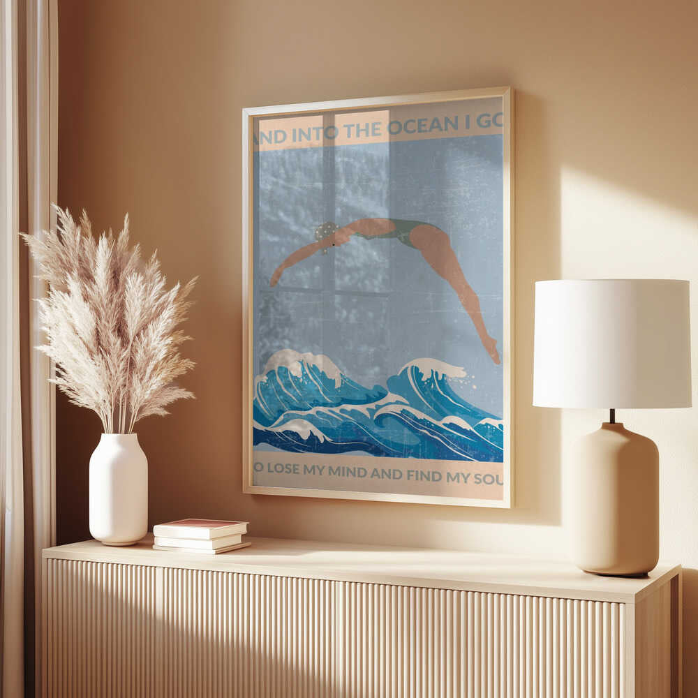 Into the Ocean I Go (grey) Poster