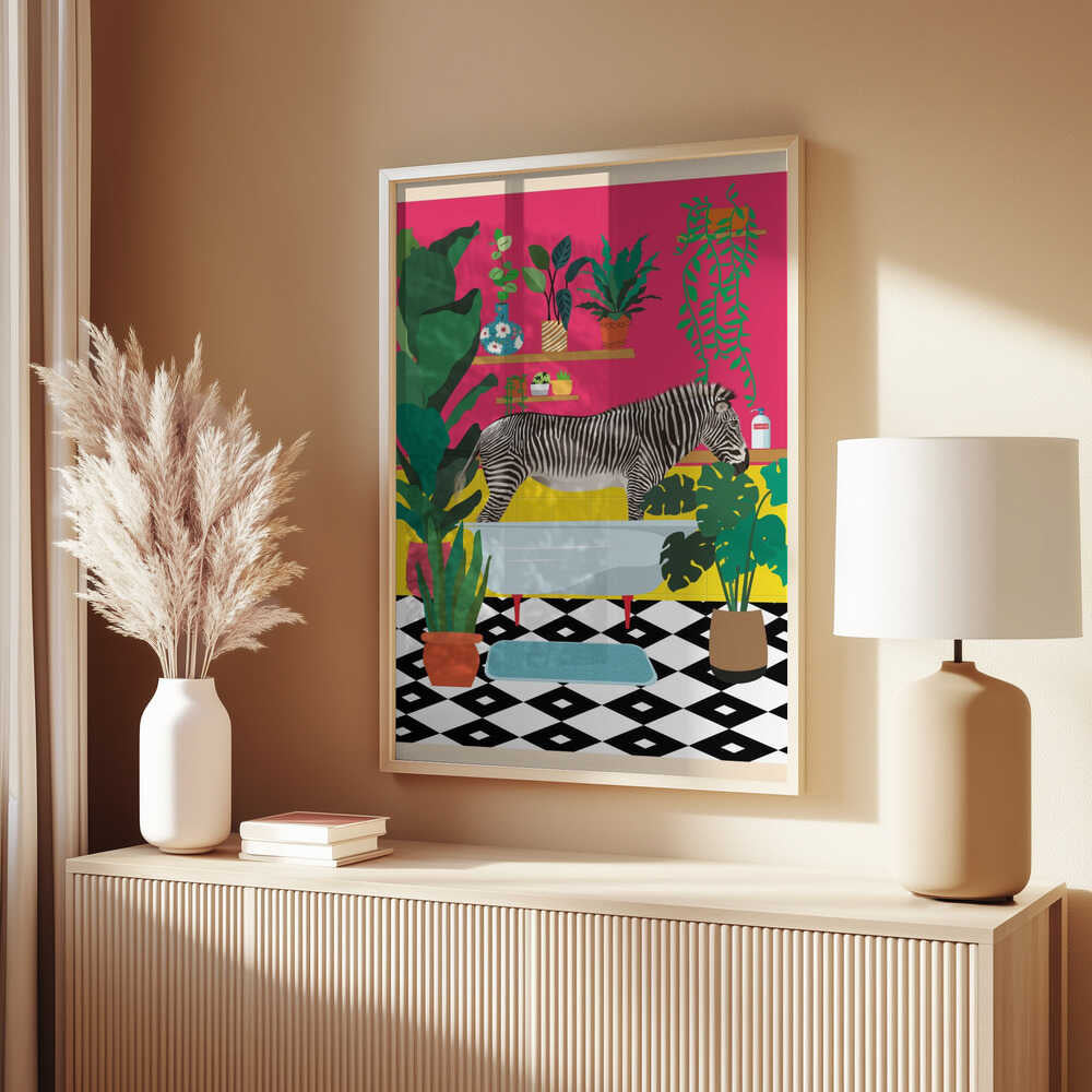 Zebra Bathtime Poster