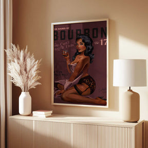 Babes of Bourbon Cant Touch This. Sexy Retro Pin Up Girl Whiskey Art Poster