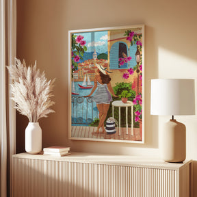 Travel poster woman in Saint-Tropez, France Poster