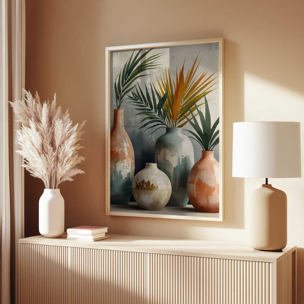 Tropical Vases In Watercolor Hues Poster